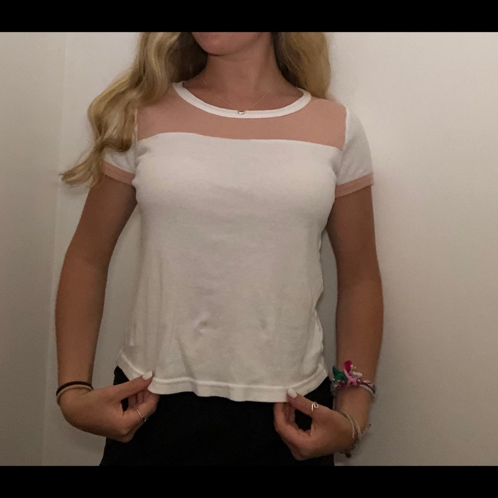 white and pink t shirt